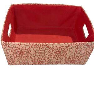 Printed Cream & Pink Fabric Clothes Bin Storage Organizer Box 10" x 6"